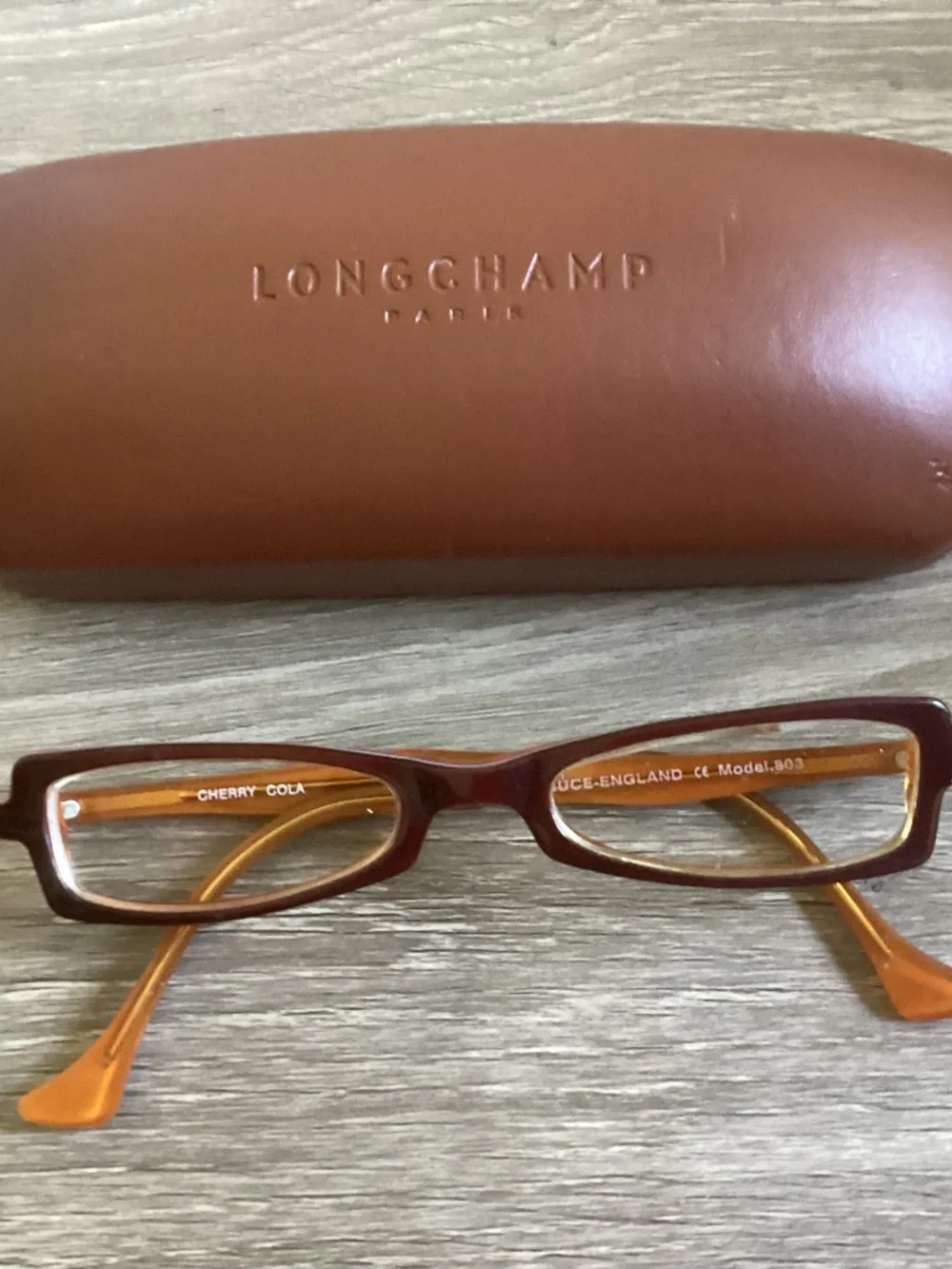 Booth And Bruce Designer Frames Made In England 803 Cherry Cola Brown Hard Case.